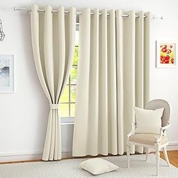 Story@Home Blackout Window Curtains 5 Feet Long Set of 3 | Plain Printed | 70% Room Darkening Curtain | Thermal Insulated | Curtains for Living Room | (116 x 152 cm, Beige) | Perfect for Home Decor-image-7