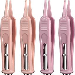 4 Pieces Infant Nose Cleaning Tweezer with LED Light, Azonee, Safe and Effective Booger Plier for Infant Nose Cleaning, Round-Head Clip Care for Ear Nose Navel, Relieves Stuffy Nose-picture-0