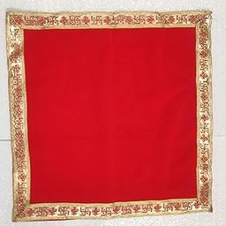 Pooja Aasan Mat for Mandir, Red Velvet, 30 x 30 cm | Pooja Aasan Mat | Square Prayer Mat | Traditional Prayer Mat (Pack of 2)-17