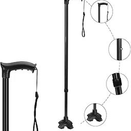 MCP Strong Walking Stick with Adjustable Height, Mild-Steel Body, Light Weight for Men/Women, Patients, Old People with Big Shoe (Black)-image-38