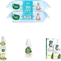 Mother Sparsh Combo of 99% Pure Water Baby Wipes-72X2pcs with Baby Bottle Liquid Cleanser 500ml, Plant-Powered Baby Liquid Detergent 200ml, Plant-Powered Baby Lotion 400ml-image-49