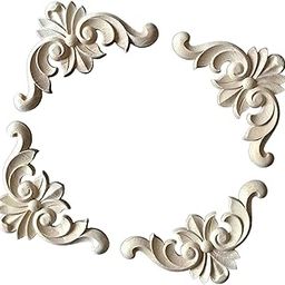 CB® 4Pcs Wood Carved Applique Wooden Figurines Mouldings Frame for Decoration 4cmx4cm|Crafts | Multi-Purpose Craft Supplies | Crafting Pieces |4 Wood Carved Applique Corners-image-48