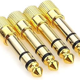QBM 1/4'' to 3.5mm Stereo Headphone Adapter for Audio Connector Cable, 3.5mm(1/8'') Female to 6.35mm (1/4'') Male Jack Plug Stereo Adapter for Headphone, Amp Adaptor(Pack of 4 pcs)-16