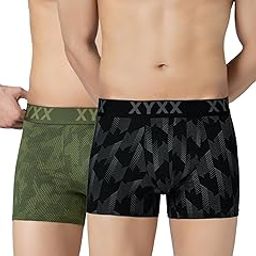 Men's Matrix Super Combed Cotton Blend Geometric Antimicrobial Trunks with No Marks Waistband (Pack of 2)-image-23
