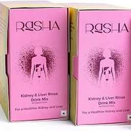 Rasha Kidney & Liver Rinse Drink Mix for Women, Kidney Detox & Liver Detox Supplement With Zinc, Magnesium, Antioxidants, Vitamins & Anti-inflammatory Properties to Detoxify & Cleanse Gut, 40 Sachets-55