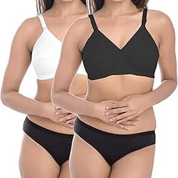 Bra Panty Set Combo for Women with Sexy and Breathable, Full Coverage Set, Cross Set, Non-Padded, Non-Wired, Multicolor, Cup- B-image-4