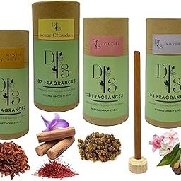 D3 Fragrances Bambooless Incense Sticks | Natural Dhoop Sticks | Charcoal Free Thick Dhoop |480 Grams| Long Lasting |Burn Time: 60 Minutes (Rhythm + Mystic Wood + Kesar Chandan + Gugal)-image-34