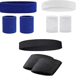 SUPRO Men & Women Head & Wrist Band, Sports Headbands for Men, Workout Accessories, Sweat Band, Sweat Wicking Head & Sweatbands White,Blue, White Wrist and Hand Band 1 Pair-image-90