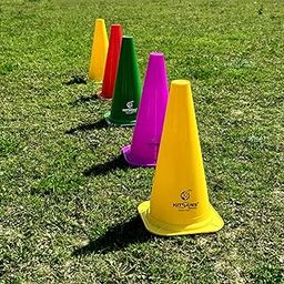 KITSAWS 9 Inches Agility Marking Cones | Sports Field Marking Equipment | School Model Marker Cone | Multicolour Plastic Marker Cone (6, 9 Inches)-picture-13