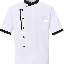 bsf uniforms Men's Half Sleeves 3XL White Polycotton Black Patti Styling Chef Coat-picture-11
