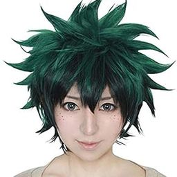 Anogol Hair Cap+Green Short Wavy Cosplay Wig Anime Costume For Boy'S Synthetic Hair Wigs-image-72
