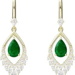Elegant Gold-Plated Drop Earrings for Women – Teardrop Green Stone with White Crystal Accents – Lightweight, Stylish & Perfect for Parties- BBS-ERSS-DRGS-GL-image-32