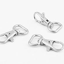 Urban Creation Metal Swivel D Ring Lobster Claw Clasps for Making Jewellery Keychain Bracelet -Silver (Pack of 6)-24