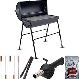 Amazon Brand - Umi DrumGrill Basic BBQ Grill for Indoor & Outdoor Cooking| Traveler Compact Foldable Tandoor Charcoal Barbeque Grill Set| Free Stand, Portable, Easy Assembly- (Black)-image-37