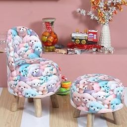 Smartkart Ottoman Kids pouffe Small Stool for Baby Chair Study Table Stool for Kids Room Baby Sofa Stepstool Children Cartoon Wooden Chair & Stool, 14x26/11 Inch, Cat-image-46