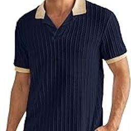 Textured Knit Polo Shirt with Contrast Collar and Cuffs (5245)-image-85