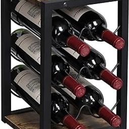 INDIAN DECOR 48324 Vintage Wooden Wine Rack for 6 Bottles, 3 Tier Free Standing Countertop Bottle Holder Storage Shelf for Kitchen,Cabinet,Bar,Cellar,Garden-image-81
