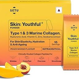 Setu Skin: Youthful Marine Collagen Powder (15 Sachets) | Hydrolyzed Type 1 & 3 Collagen Supplement for Women & Men | Supports Healthy Skin, Hair & Nails | Peach Mango Flavor-image-15