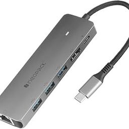 Neopack 6 in 1 USB C Hub Multiport Adapter with HDMI 4K 30Hz, 100W PD Fast Charger, USB 3.0 5Gbps Data Ports, RJ45 for MacBook Pro, MacBook Air, iPad Pro, XPS & More-image-42