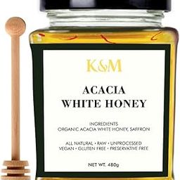 Kanz & Muhul Raw Acacia Honey/Saffron-Infused Kashmiri Origin/Tested & Organic Acacia Honey Unprocessed Kashmiri Honey/Free Honey Dipper Stick - 480g-image-71