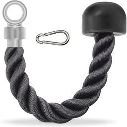 Fitness Zone Tricep Rope Single Grip Pull Down Bicep Cable Attachment Exercises Black Nylon 14.5" (Imported) With Snap hook Free-21