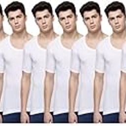 Lehar Men Combed Cotton Round Neck with Sleeve Vest -White-picture-32
