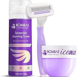 Bombae Rollplay All-in-one Body Shaving Ritual Kit | 1 Razor + 1 Sensitive Shaving Foam + 1 Post-Shave Balm for Women-6