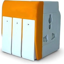 Upix 3 Pin Multi Plug Socket – (Type D) Universal Travel Adapter with Individual Switch Safety Shutter, Individual LED Indicator -3 Way Universal Plug Extension for Home, Office, Travel Use - 5A, 250V-20