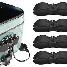 4 PCS Silicone Self Adhesive Cord Organizer, Cord Wrap, Cords Holder, Cable Organizer Stick Firmly on Kitchen Appliances - (Black - 4 pcs)-6