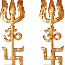 Krisah 6 inch Brass Trishakti Wall Art/Door Hanging 2 pcs-30