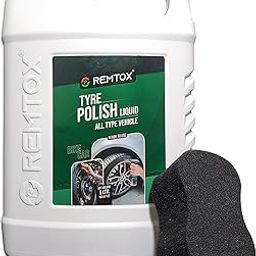 REMTOX Bike & Car Tyre Polish (5 LTR) Extreme Black Tyre Shine - Long Lasting & Dirt Repellent Formulation - Ultra Wet Black Shine, Non-Greasy Tyre Polish for Car-image-44
