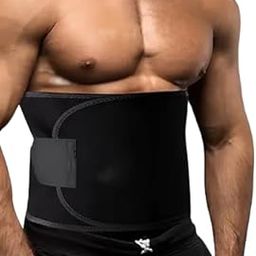 Sweat Belt for Men and Women - Non-Tearable Sauna Waist Trainer for Weight Loss, Stomach Exercise Tummy Trainer (Pack of 1) Black-picture-25