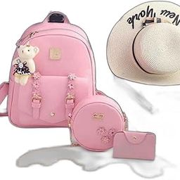 Backpack for Womens,Girls,Kids,Female. Pu Leatherette Fabric Travelling Outdoor, Picnic,School, College Office Work Casual Daily use|Pink,8Ltrs(BP,Combo pink+backpack3p96)-picture-51