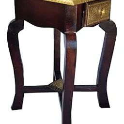 Wood Sitting Stool | Bedside Table With Drawer Storage | Antique Look Natural Wood for Living Room | Home Decor-image-82