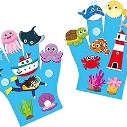 CALANDIS™ 2X Animals Felt Story Finger Puppets for Classroom Activities Home Preschool Sea Theme | Toys for Baby-32