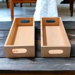 BW Art Wooden Tray Rectangular Serving Tray Set Of 2 Pieces-7