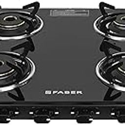 Faber 4 Burner Mist Sleek Cooktop | Toughened Black Glass | 1 Small, 2 Medium, 1 Jumbo Burners | Powder Coated Pan Support |Nylon Knobs| Spill Proof| Valve Protection Cap| Cooktop Mist 4BB Aura, Black-image-4