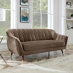 AMATA Marino 3 Seater Camel Suede Velvet Fabric Sofa with Two Cushions Perfect for Home Office Guests Living Room (3 Seater, Camel1)(3 Year Warranty)-image-28