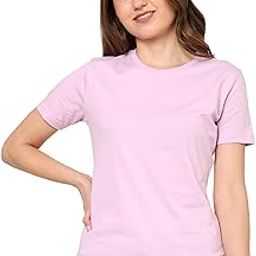 Round Neck T-Shirt Top for Women | Combed Bio-Washed Ring Spun Cotton | Plain | Short Sleeves-image-27
