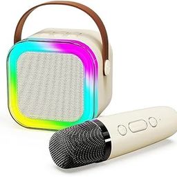 Mini Karaoke Machine Microphone Portable Bluetooth Wireless Speaker With Wireless Mic For Music Toys Christmas Birthday Gifts for Girls & Boys 4,5,6,7,8,9,10,11,12 Year Old - Set Of 1 (White)-10