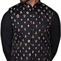 Men's Nehru Jacket, Green Silk Blend, Embellished Regular Fit Mandarin Collar Sleeveless-image-29
