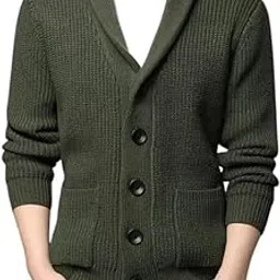 yashidun Men's Wool Blend Turn-Down Collar Buttoned Cardigan Sweater for Autumn and Winter-picture-9