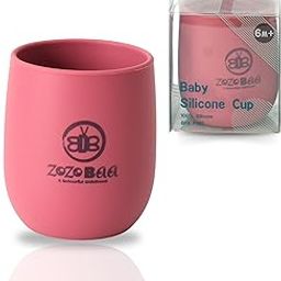 ZoZoBaa Silicone Baby Drinking Cup with Easy Grip | Multipurpose Tiny Cups for Infants First Stage Training | Bpa-Free, Unbreakable Non Sippy Cup for Toddlers (Dark Red)-image-14