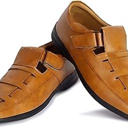 Men's Sandals, Tan Brown, Closed Toe-picture-47