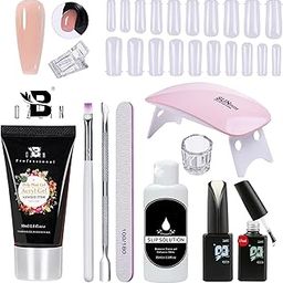 Bozlin Premium Poly Gel Nail Extension Combo Kit With Top & Base Coat & UV Led Nail Lamp (Nude) (Set of 11)-image-95