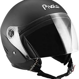 Pivalo X-Pearl 580MM Half Face Helmet with Outer Clear Visor Matt Finish Scratch Resistant Open-Face for Bike Scooty Riding Men and Women (Pack of 1, Matt Black)-image-72