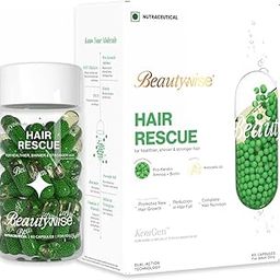 Beautywise Hair Rescue |Biotin & Keratin | Hair Aminos, Vitamins, DHT Blocker for Hairfall Control & Growth |Shine, Anti Hair Fall & Breakage supplement (60 capsules)-image-54