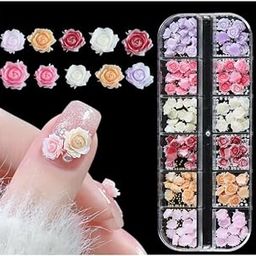 NPAH 180Pcs Nail Charms 3D Flower Nail Decals Color Resin Camellia Nail Decals Assorted Color Flower Nail Decals for DIY Nail Art Creative Nail Art Decals Nail Charms-image-5