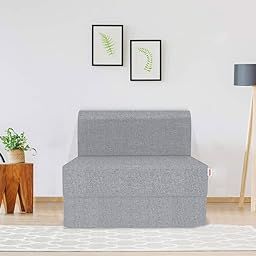 Coirfit Folding Sofa Cum Bed - Perfect for Guests - Jute Fabric Washable Cover - Grey | 3' X 6' Feet-image-45