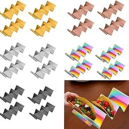 4 Pieces Taco Racks Stackable Tacos Shell Serving Tray for Shop Home Kitchen Silver-image-80